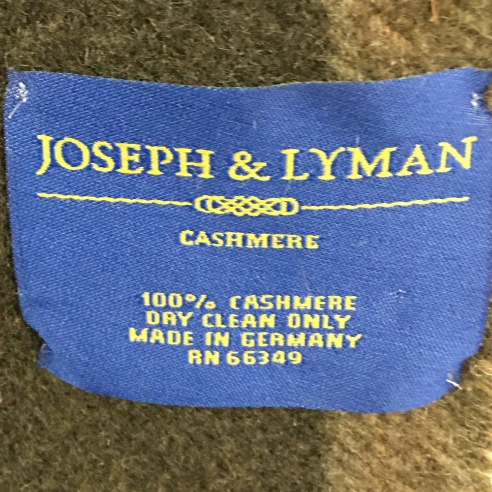 JOSEPH & LYMAN Made In Germany 100%CASHMERE Classic Windowpane Plaid Men's Scarf